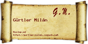 Gürtler Milán névjegykártya